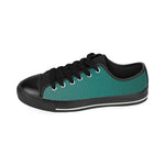 Men's Aqua Green Solids Print Canvas Low Top Shoes