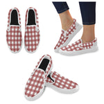 Women's Classic Red Checks Print Slip-on Canvas Shoes