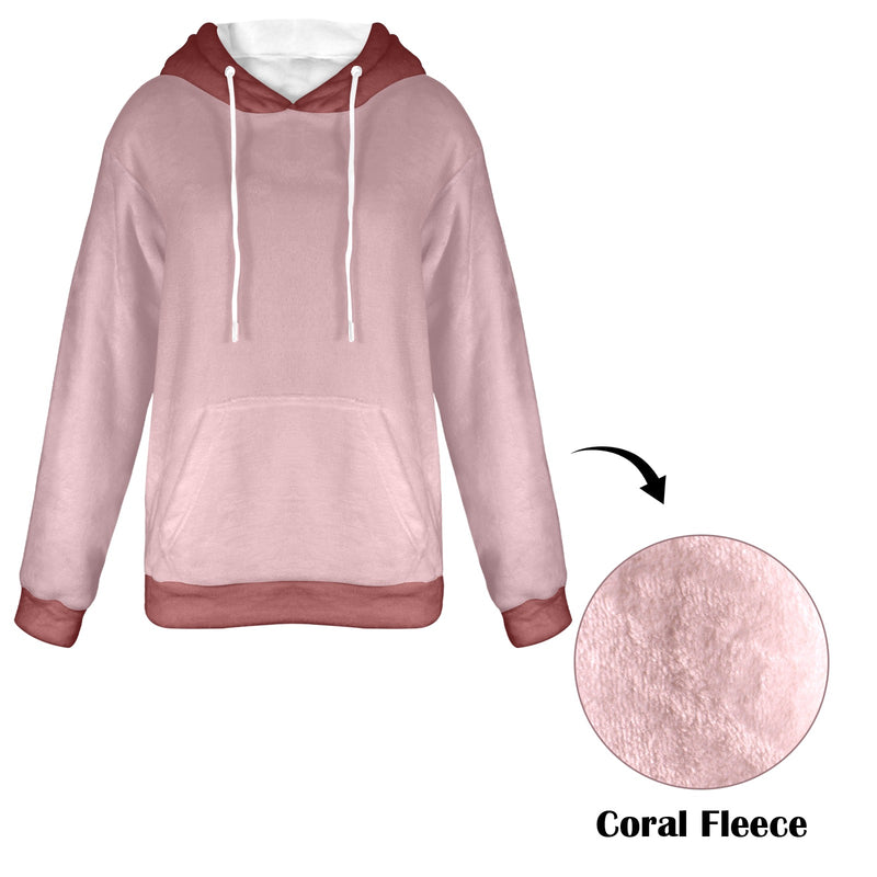 Women's Rosy Brown & Brown Solid Flannel Hoodie