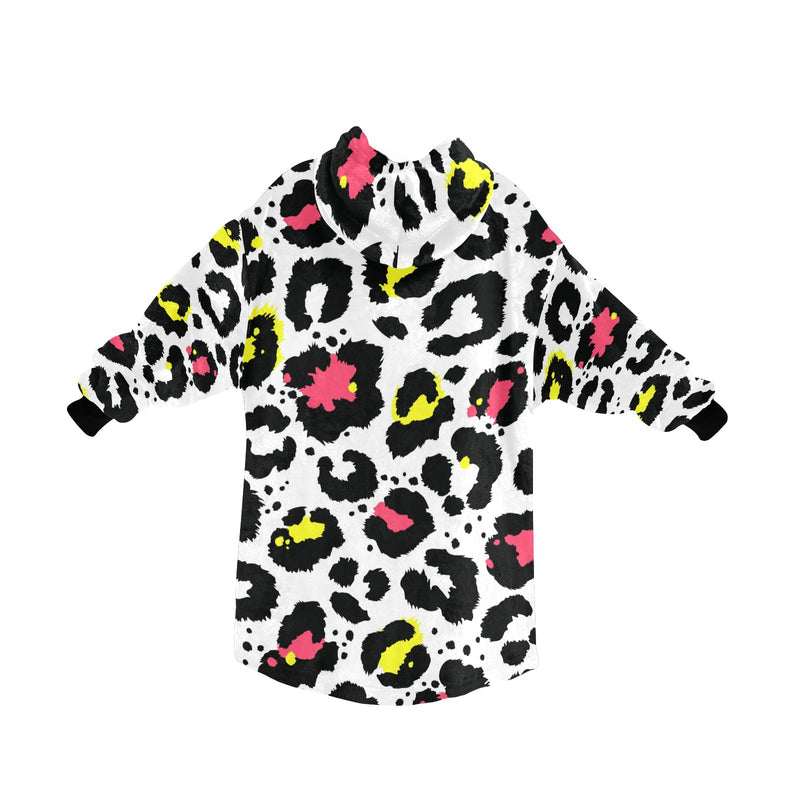 Women's White Leopard Abstract Blanket Hoodie
