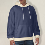 Men's Blue & Cream Solid Flannel Hoodie