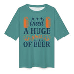 Men's Need Huge Beer Glass Typography Oversized T-shirt