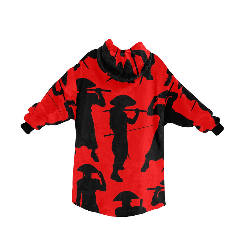 Men's Black Pirate Silhouette Abstract Blanket Hoodie
