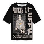Women's Monkey Luffy Magazine One Piece Anime Oversized T-shirt