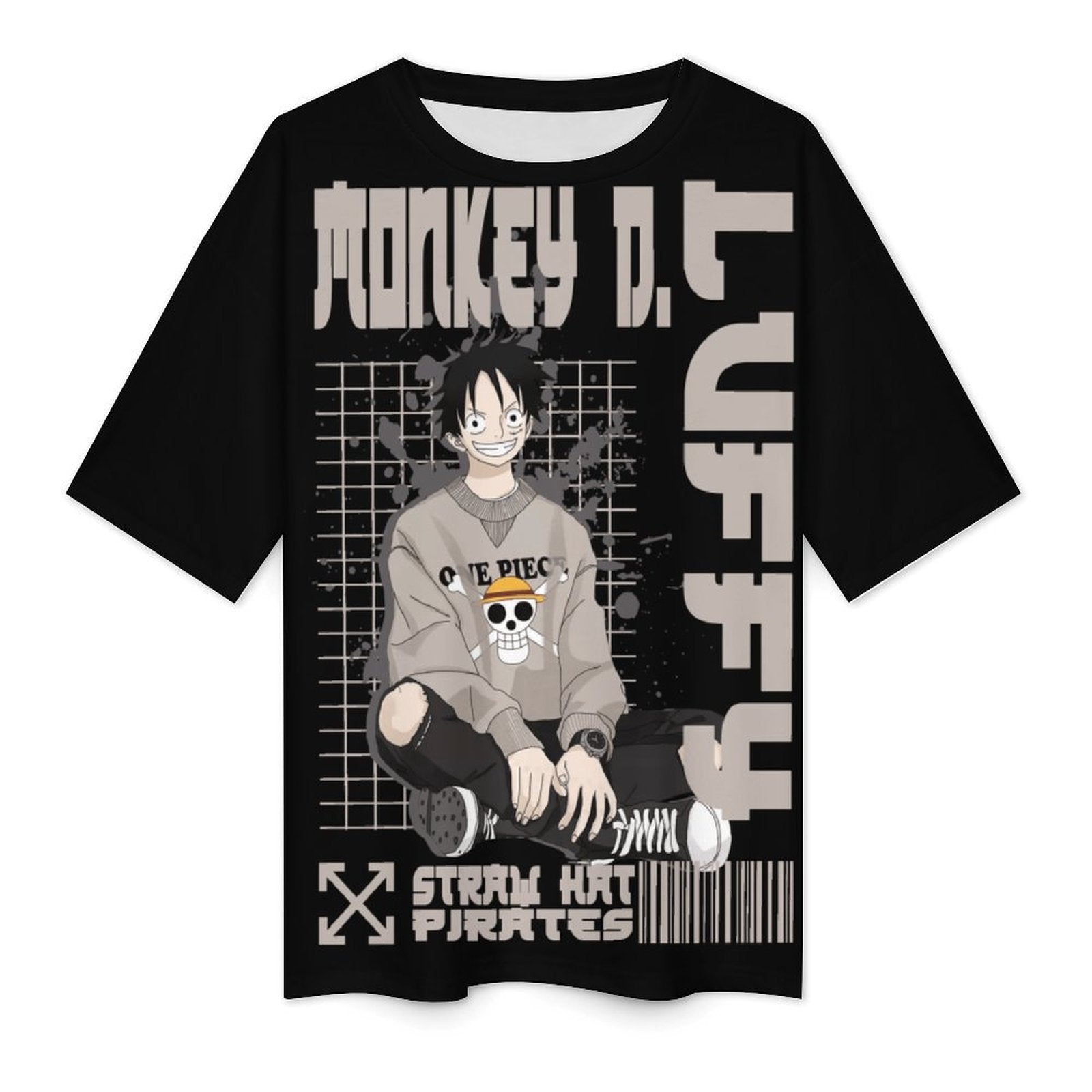 Women's Monkey Luffy Magazine One Piece Anime Oversized T-shirt