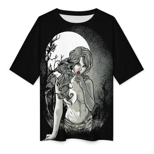 Women's Full Moon Night Acid & Punk Oversized T-shirt