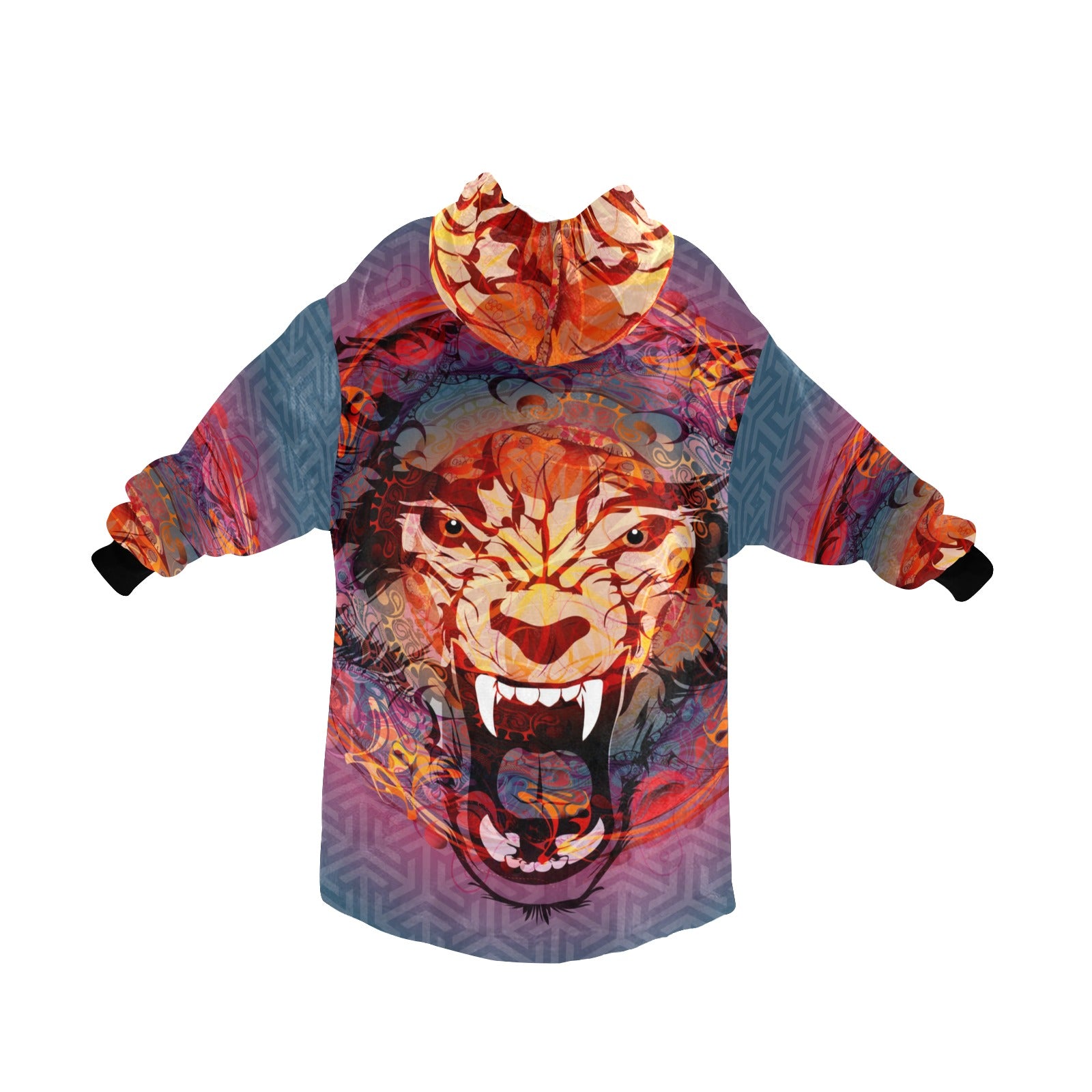 Men's Angry Lion Abstract Blanket Hoodie