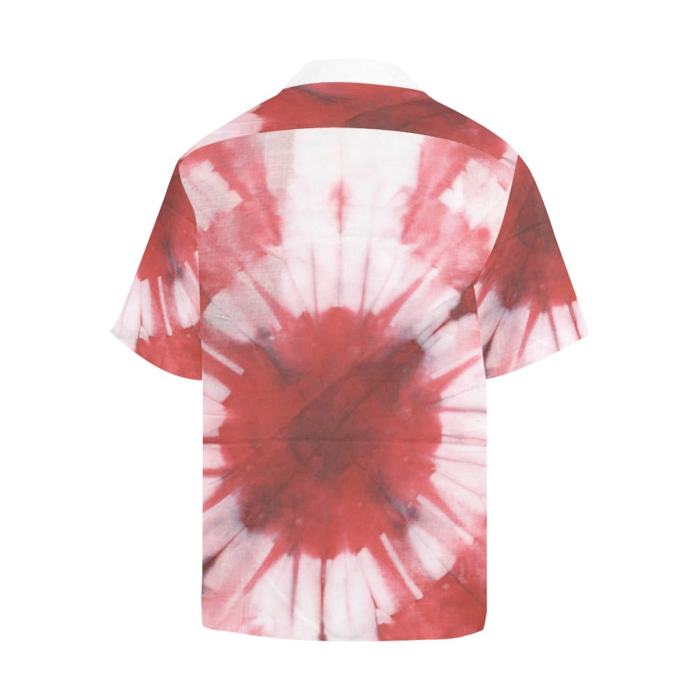 Men's Red Tie-Dye Abstract Half Sleeve Shirt