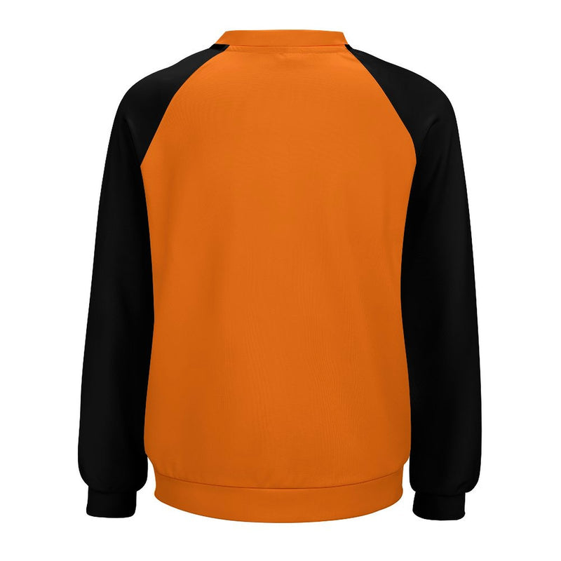 Women's Deep Carrot Orange & Black Solid Sweatshirt