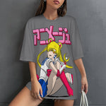 Women's Sailor Moon Chill Mode Anime Oversized T-shirt