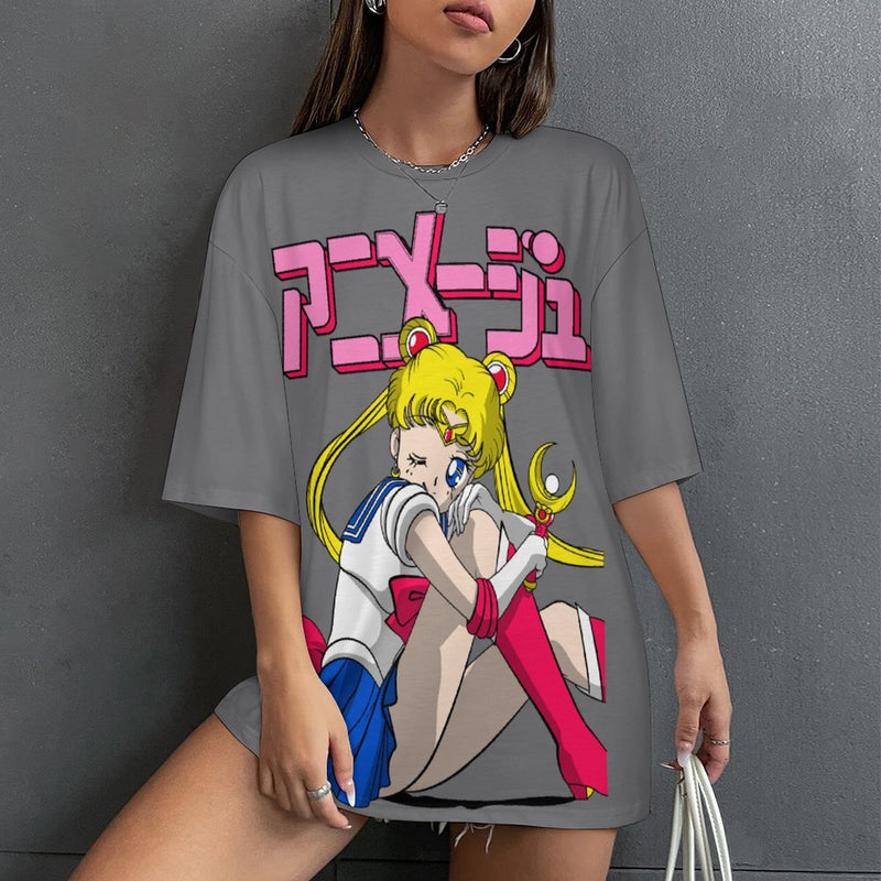 Women's Sailor Moon Chill Mode Anime Oversized T-shirt