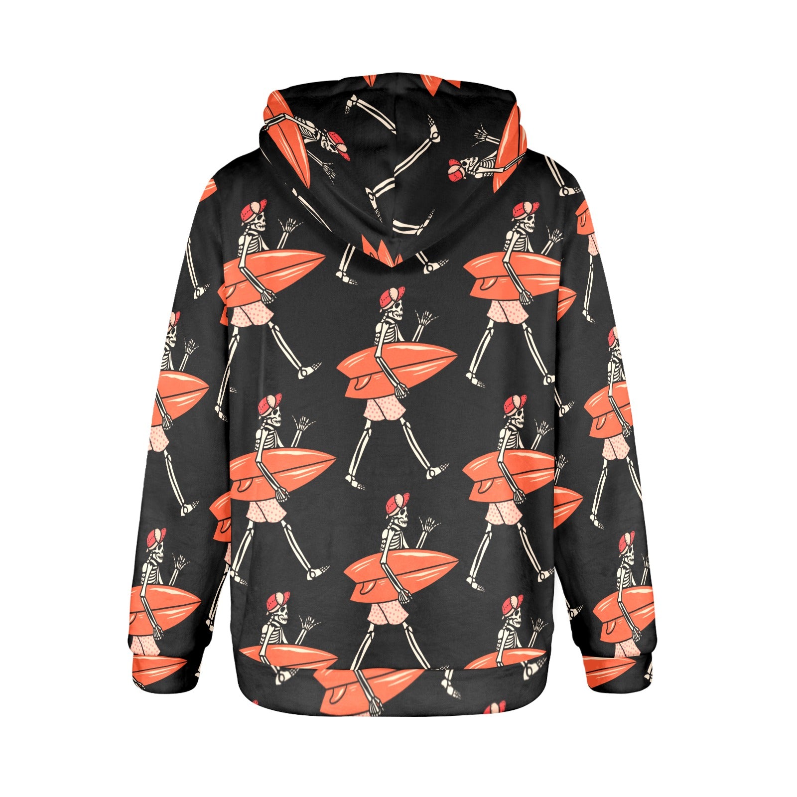 Women's Skeleton Surfer Streetwear Flannel Hoodie