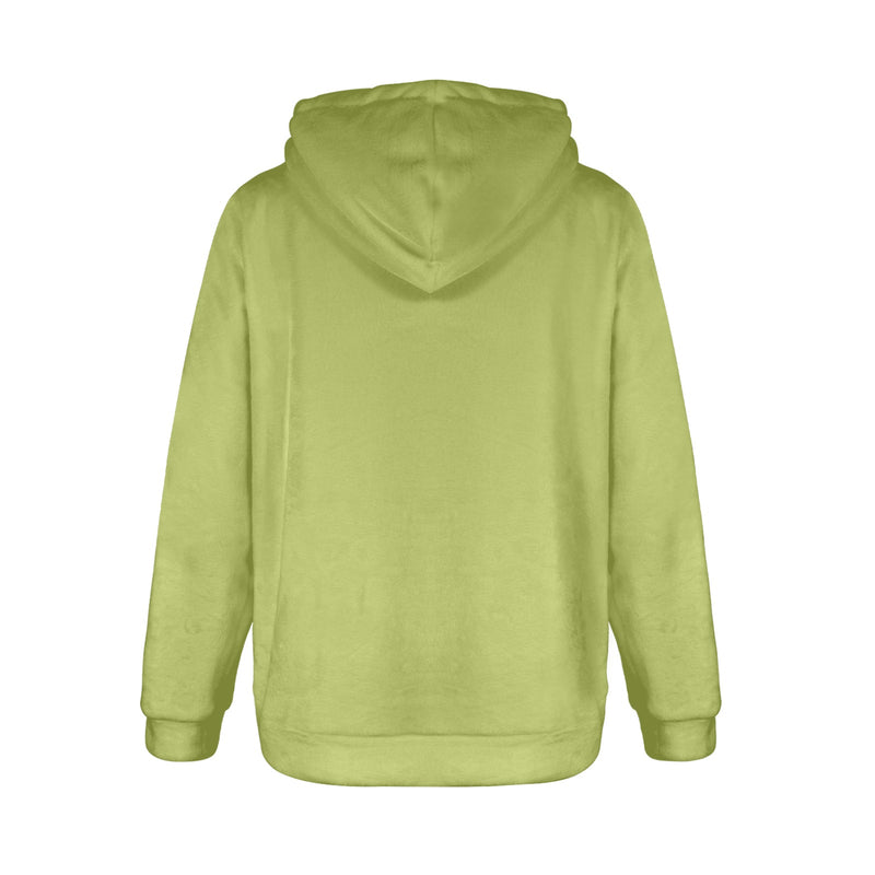 Women's Olive Green Solid Flannel Hoodie