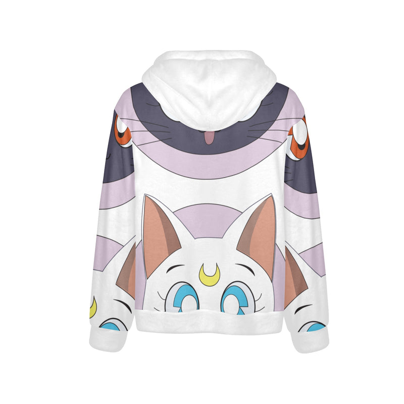 Men's Sailor Moon Cat Anime Flannel Hoodie