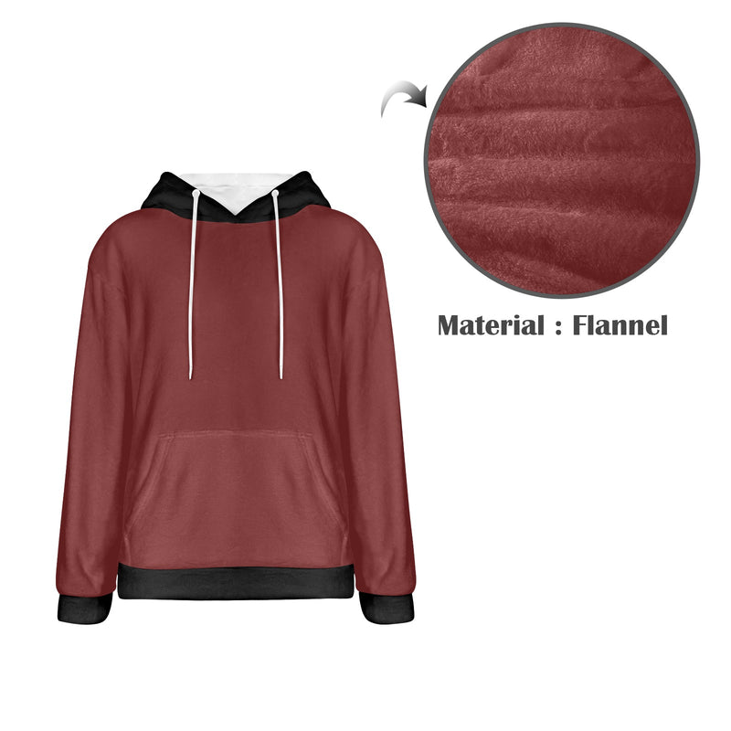 Men's Wine & Black Solid Flannel Hoodie