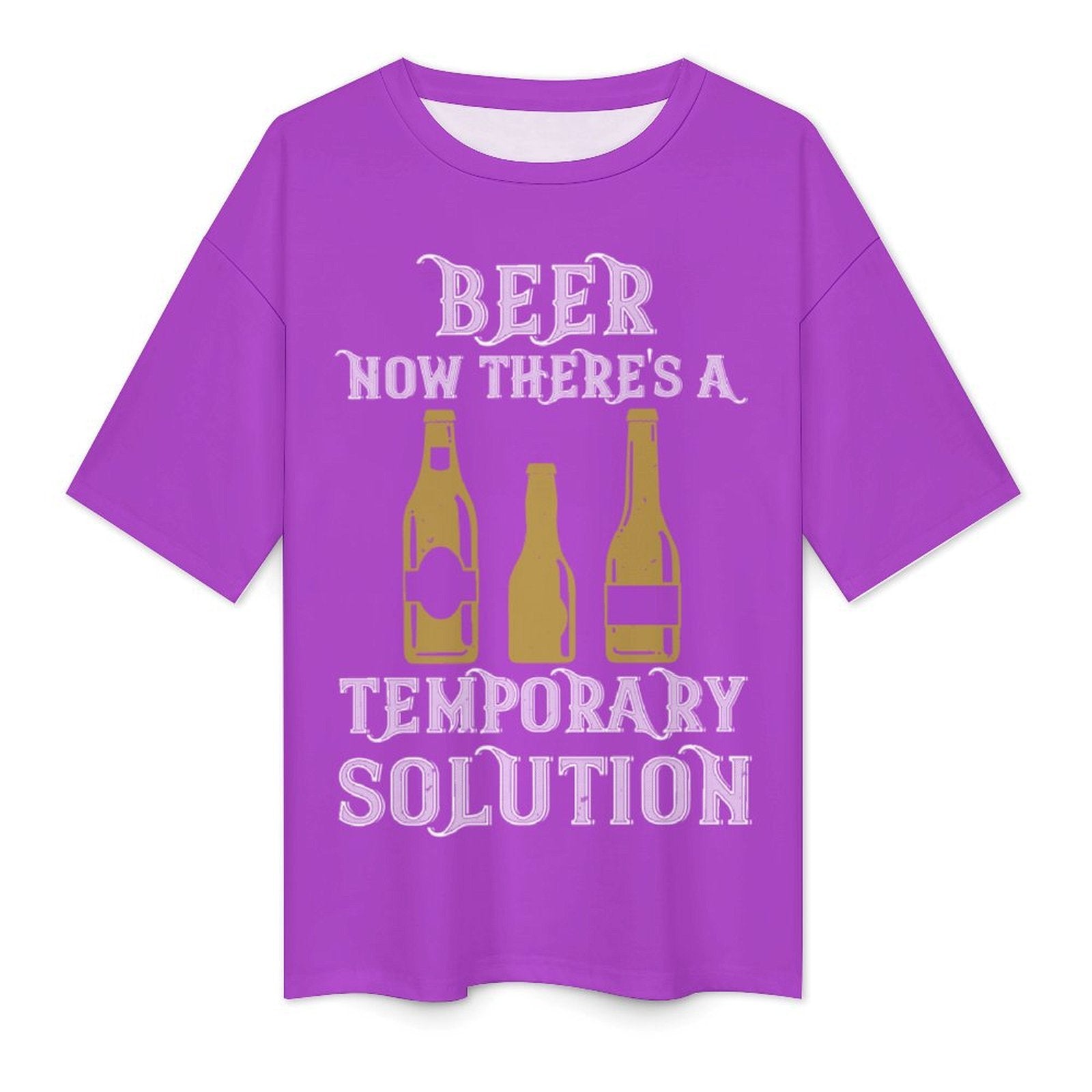 Women's Beer Solution Typography Oversized T-shirt