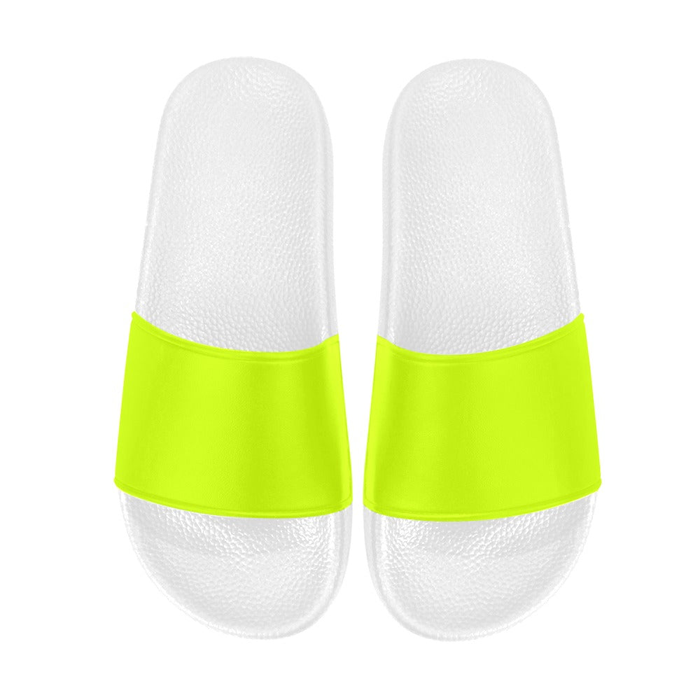 Women's Fluorescent Yellow Solid Slider Sandals