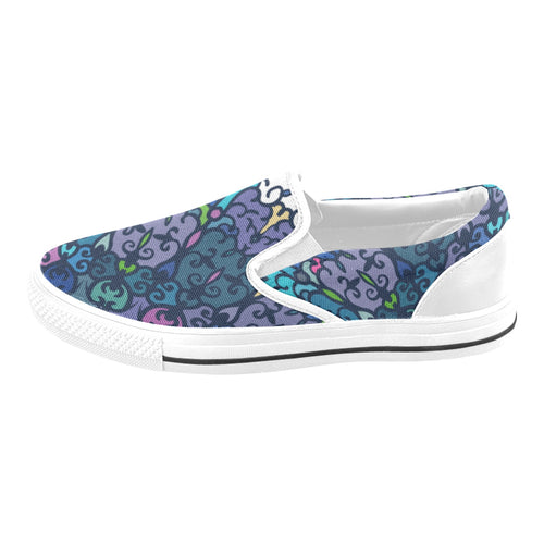 Men's Cosmic Blue Swirl Abstract Slip-on Shoes