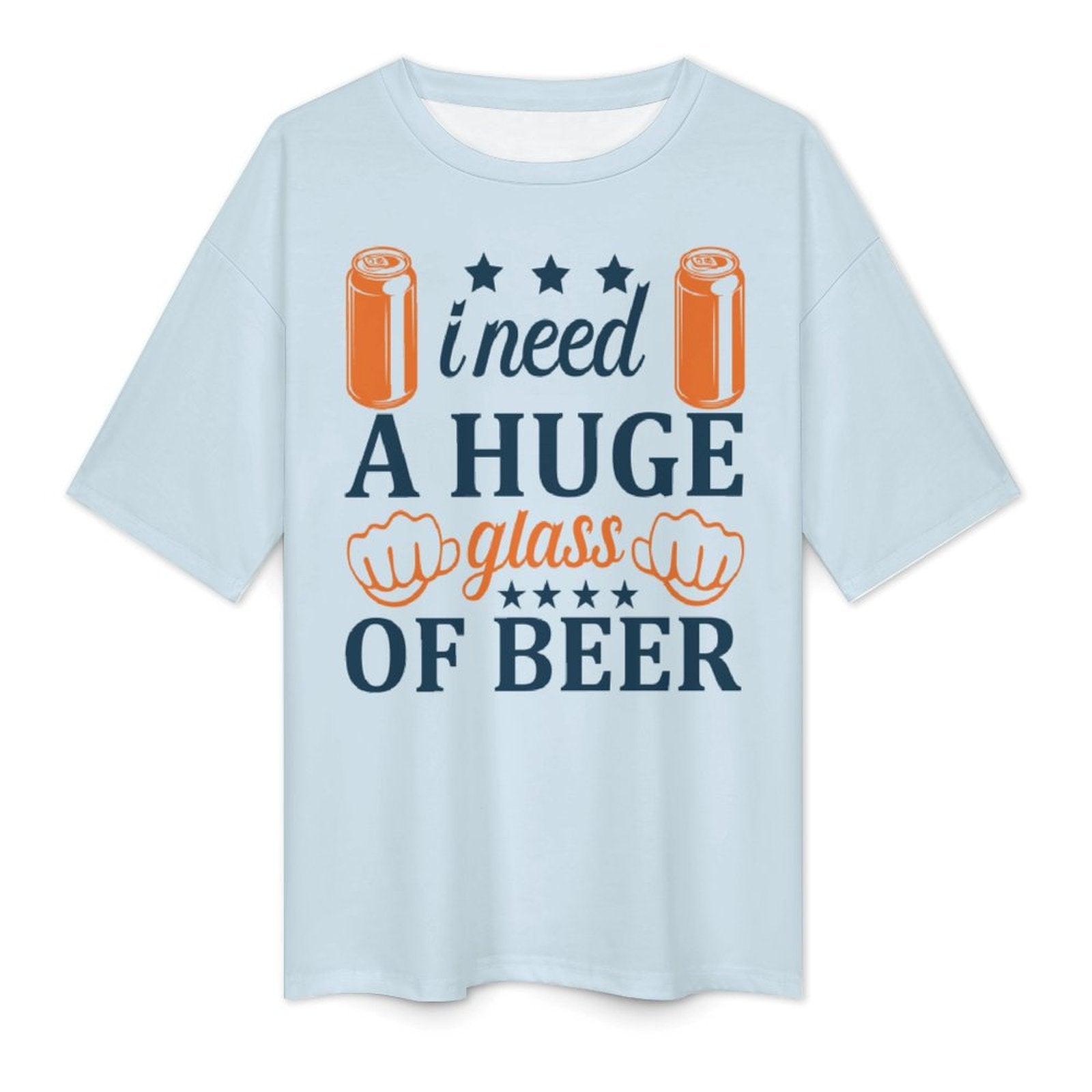 Men's Need Huge Beer Glass Typography Oversized T-shirt