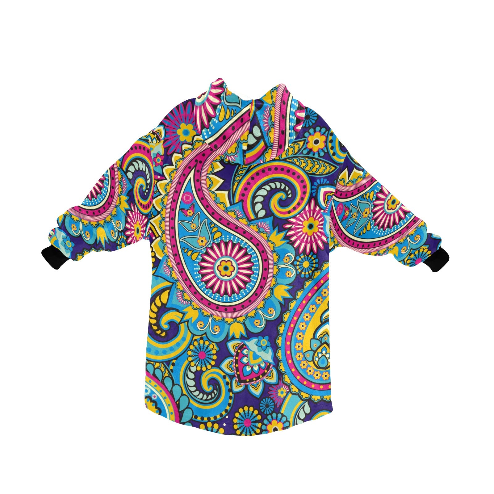 Women's Traditional Asian Paisley Elements Abstract Blanket Hoodie
