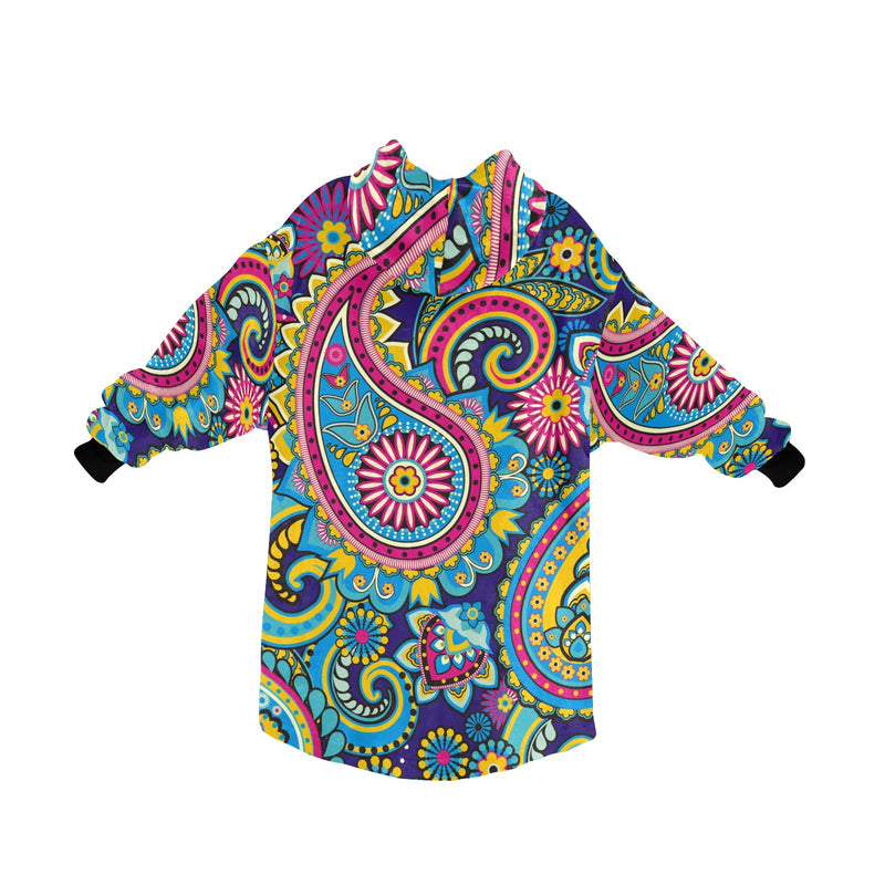 Women's Traditional Asian Paisley Elements Abstract Blanket Hoodie