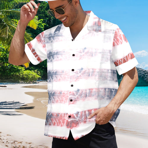 Men's Gray Tie-Dye Abstract Half Sleeve Shirt
