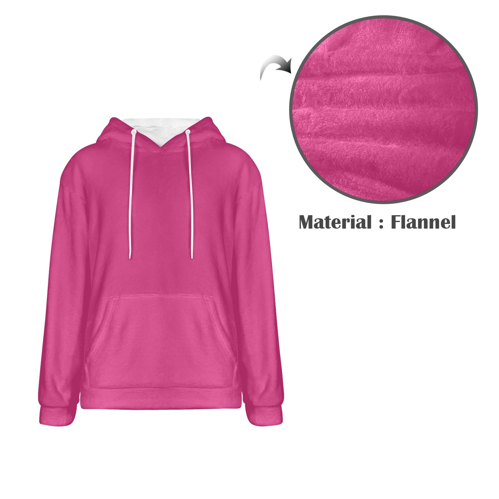 Men's Raspberry Pink Solid Flannel Hoodie