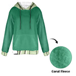 Women's Bottle Green Combo Solid Flannel Hoodie