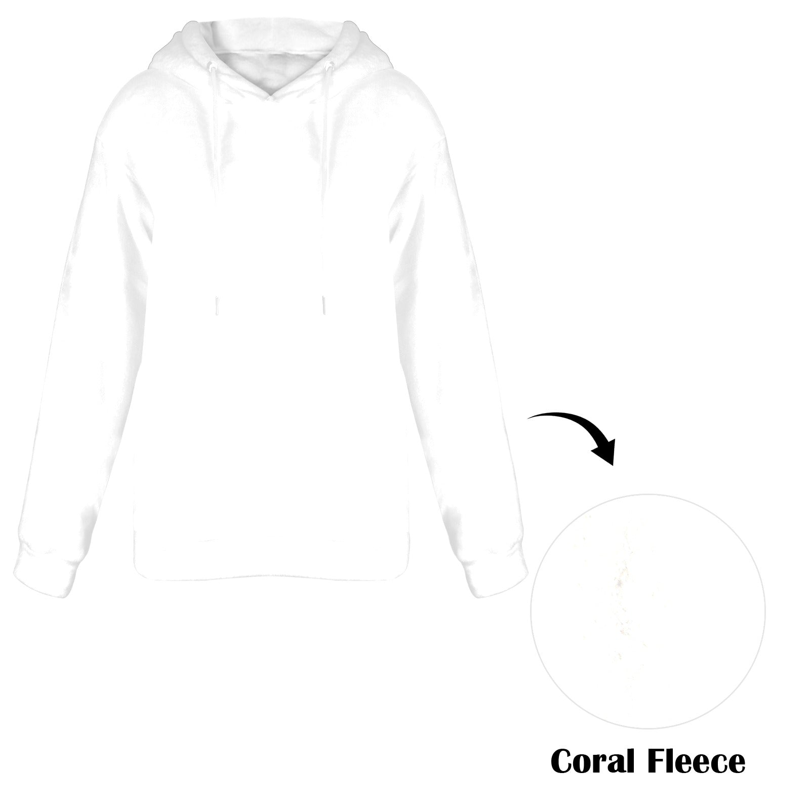 Women's White Solid Flannel Hoodie