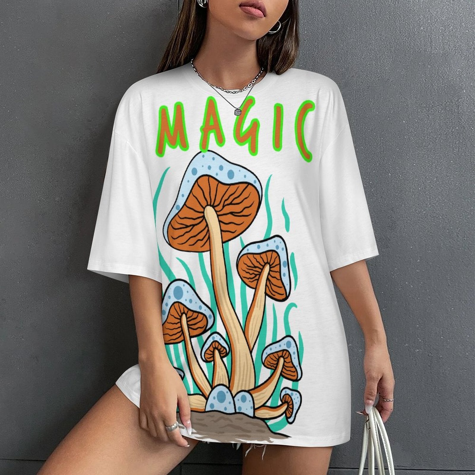 Women's Psychedelic Magic Mushrooms Acid & Punk Oversized T-shirt