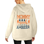 Women's Mommy Needs a Beer Typography Flannel Hoodie