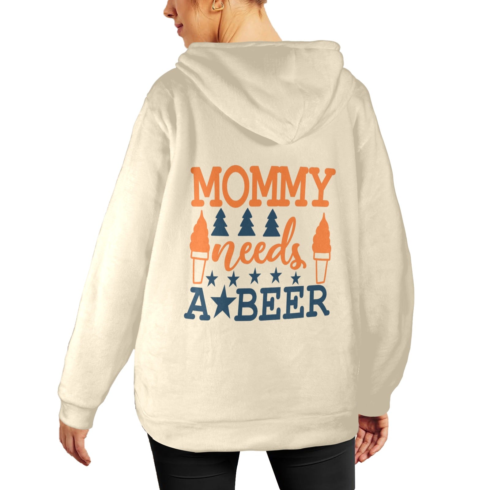 Women's Mommy Needs a Beer Typography Flannel Hoodie