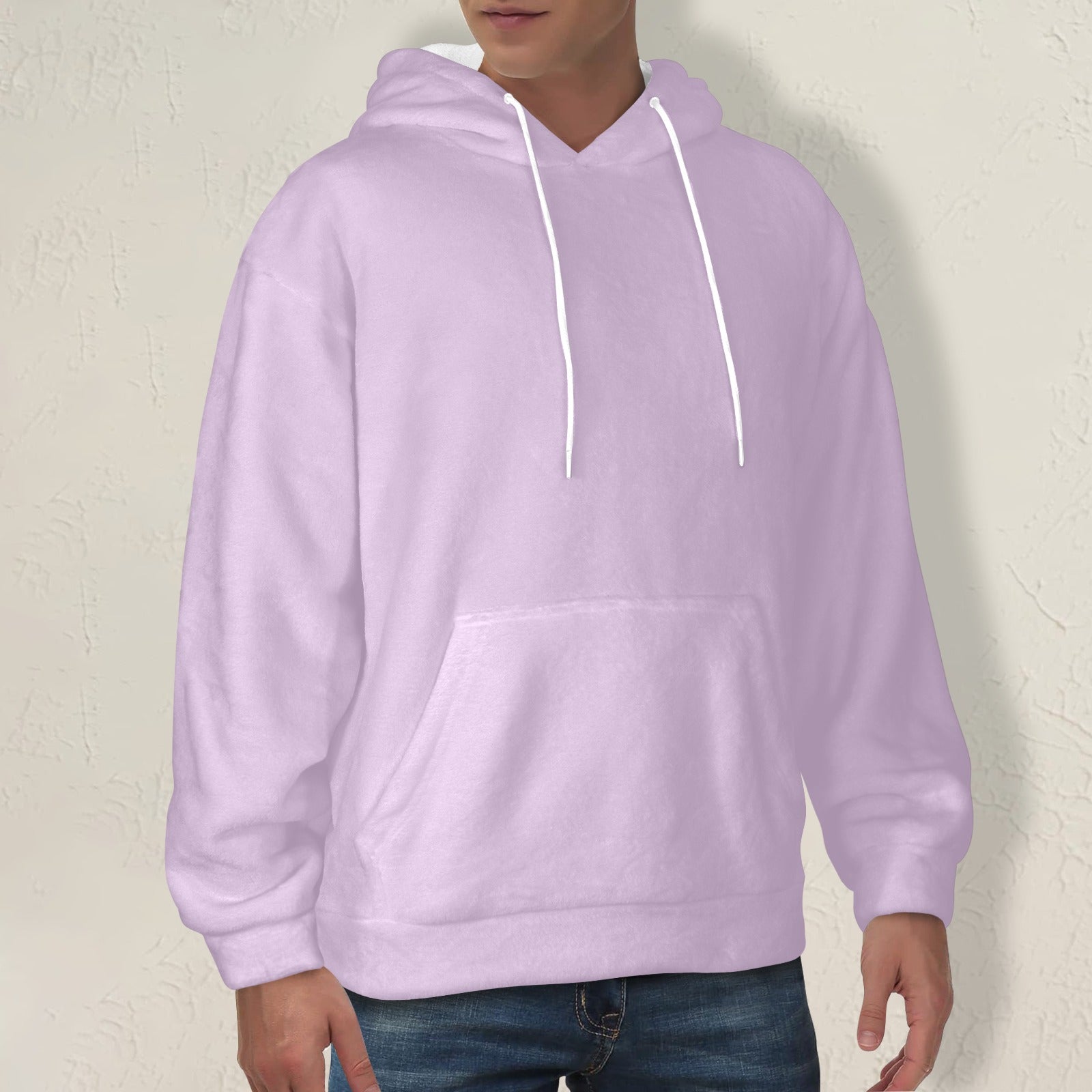 Men's Lavender Solid Flannel Hoodie