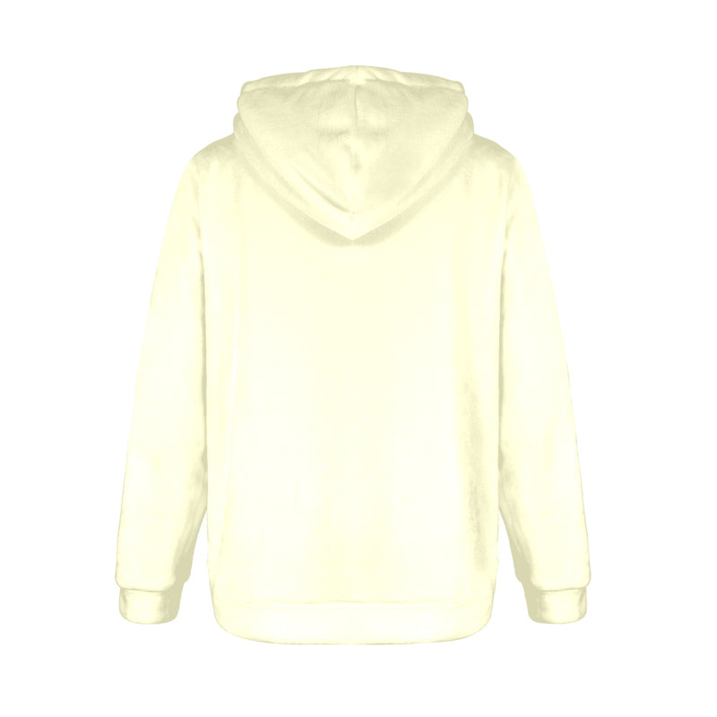 Women's Light Goldenrod Yellow Solid Flannel Hoodie