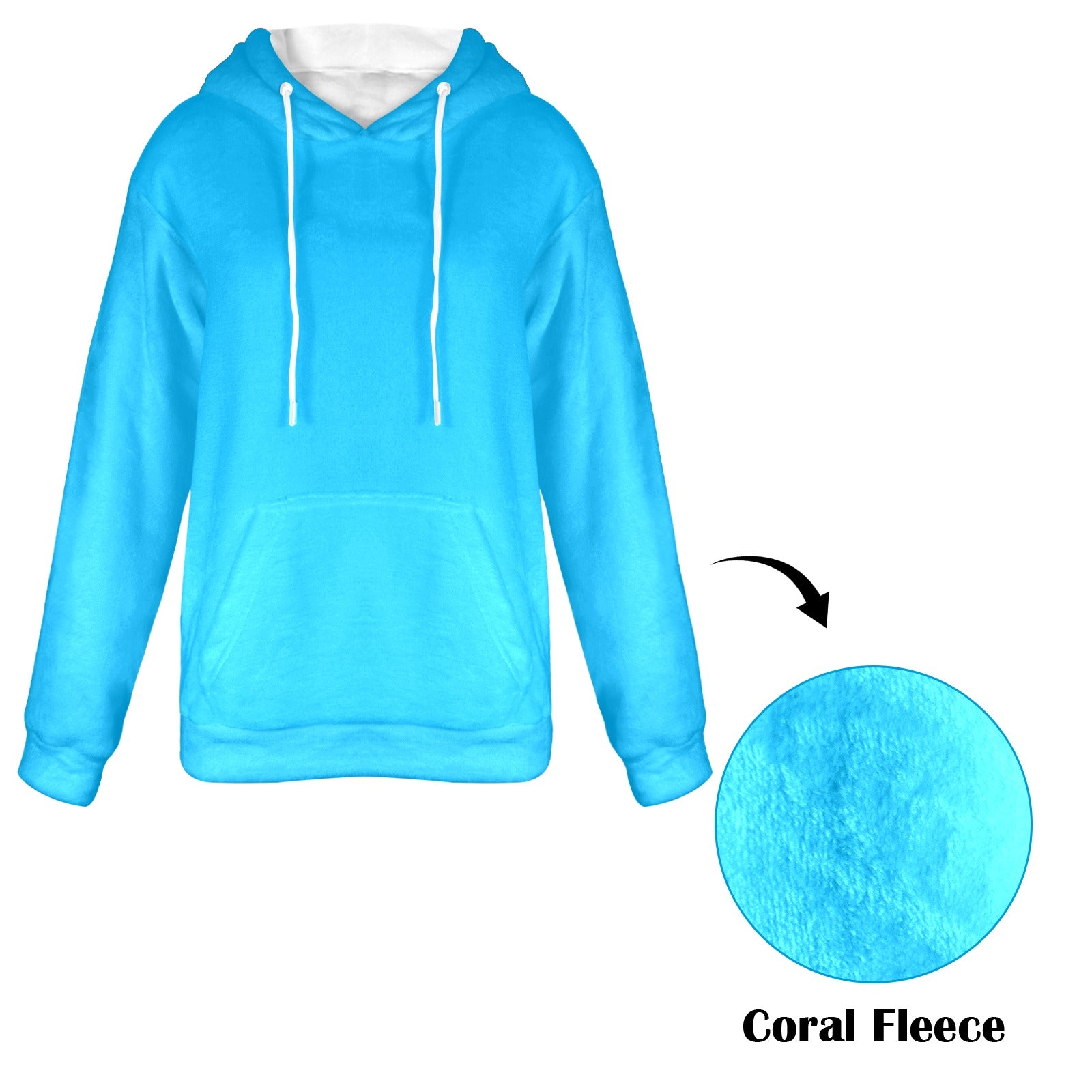 Women's Sky Blue Solid Flannel Hoodie