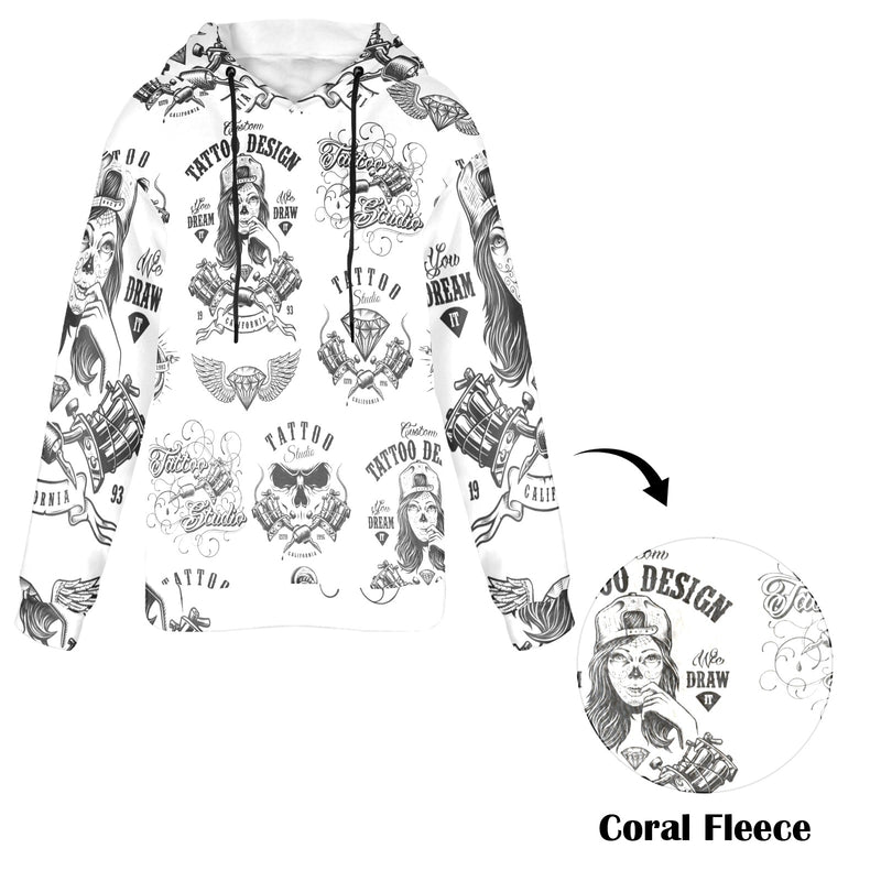 Women's Tattoo Art Abstract Flannel Hoodie