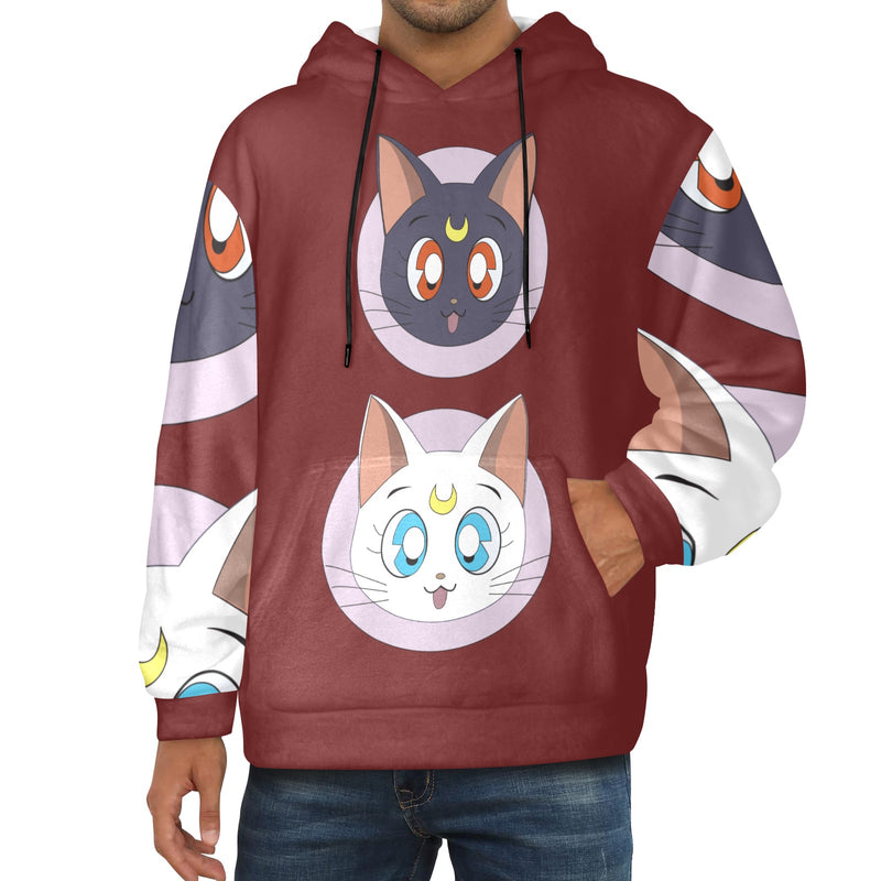 Men's Sailor Moon Cat Anime Flannel Hoodie