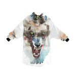 Women's Angry Wolf Abstract Blanket Hoodie