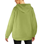 Women's Olive Green Solid Flannel Hoodie
