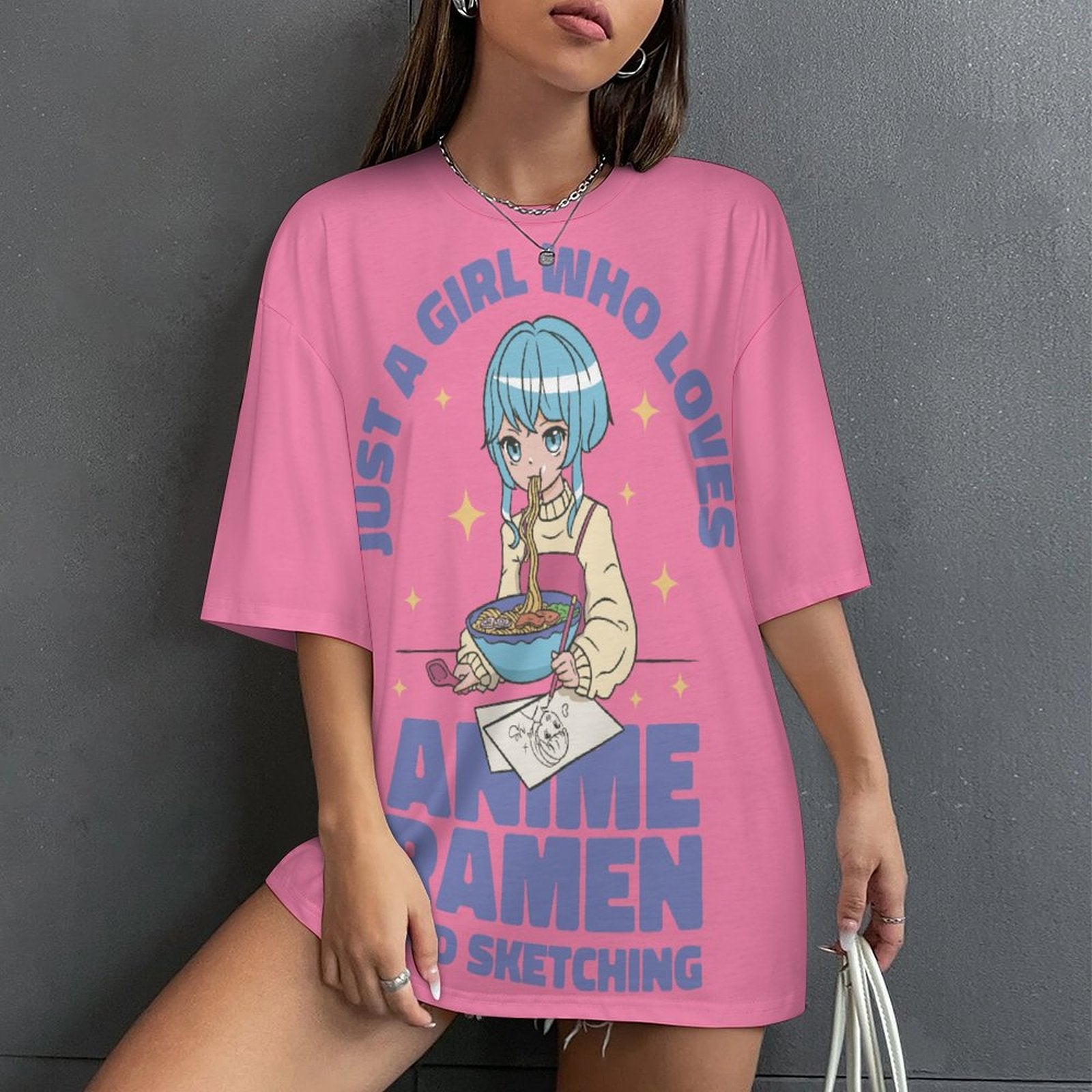 Women's I'm Just a Girl Anime Oversized T-shirt