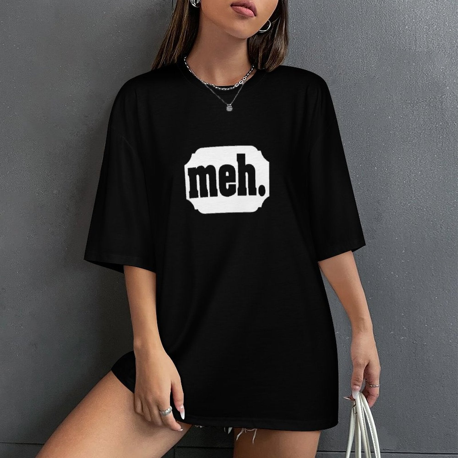 Women's Meh Typography Oversized T-shirt