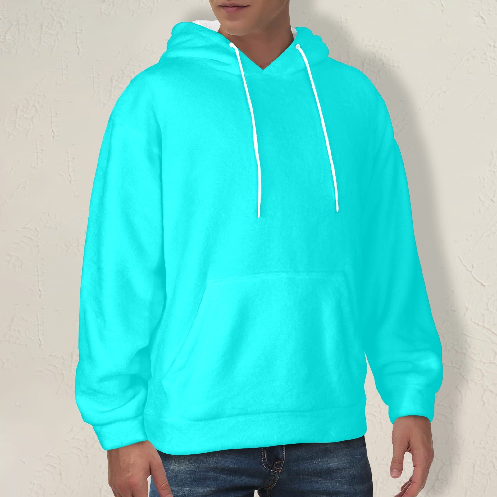 Men's Waterspout Blue Solid Flannel Hoodie