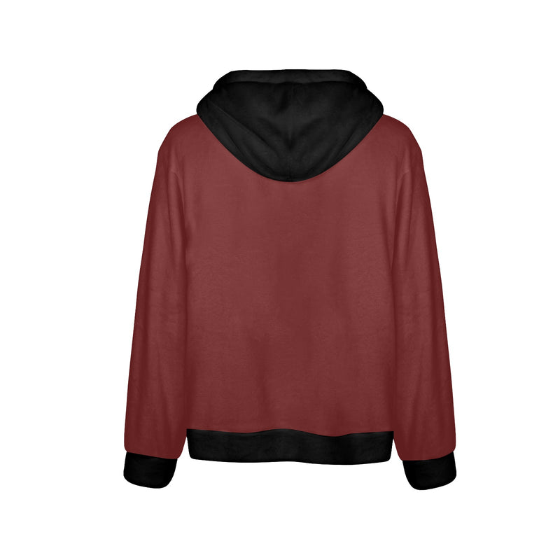 Men's Wine & Black Solid Flannel Hoodie