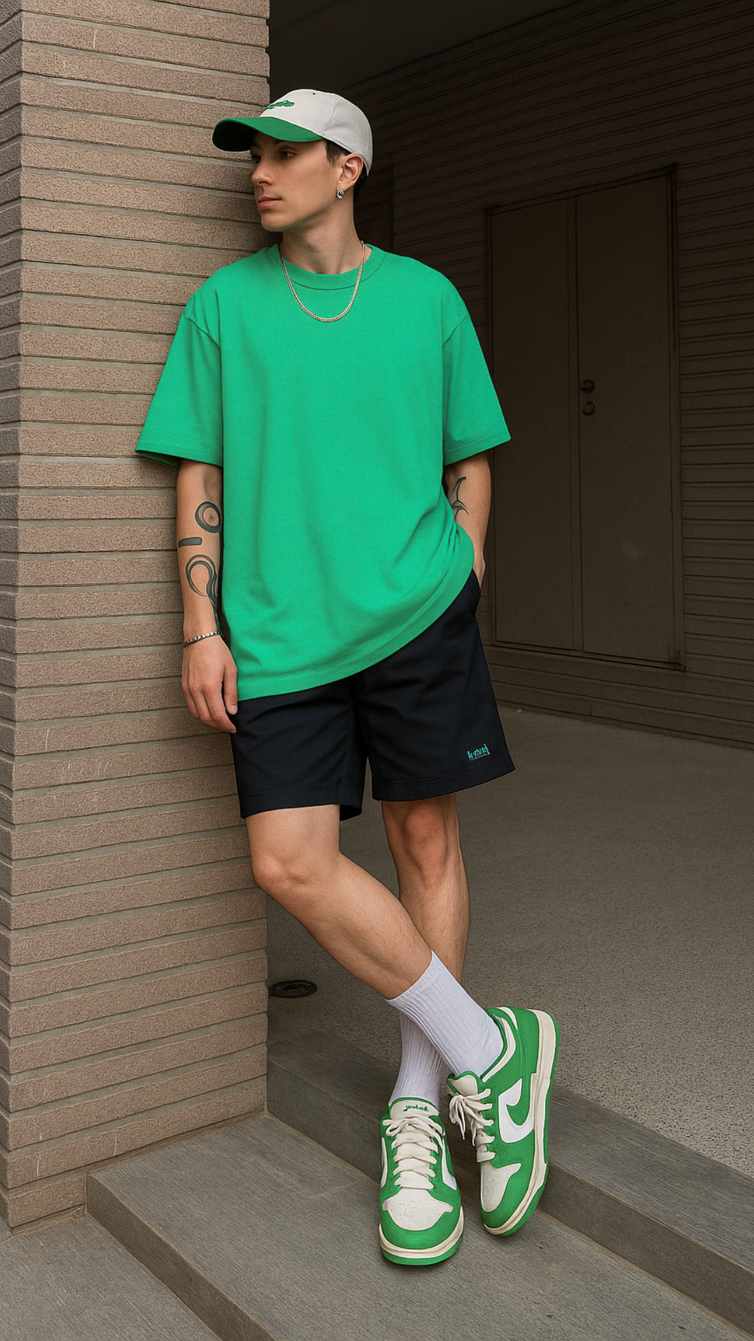 Men's Caribbean Green Solid Oversized T-shirt