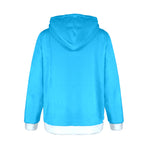 Women's Sky Blue White Solid Flannel Hoodie
