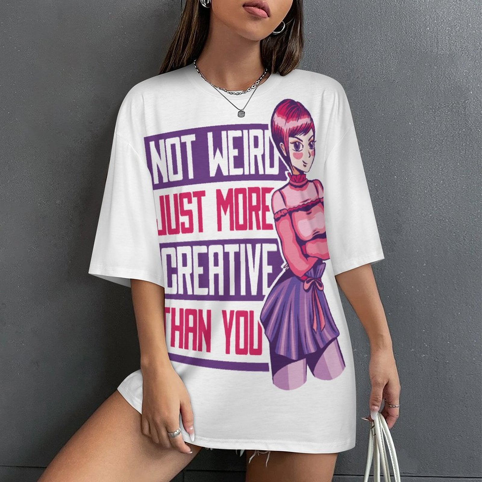 Women's I'm  a Creative Girl Anime Oversized T-shirt