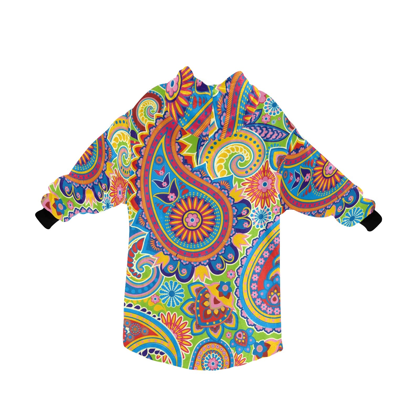 Women's Traditional Asian Paisley Pattern Elements Abstract Blanket Hoodie