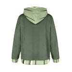 Women's Grey Asparagus Green Solid Flannel Hoodie