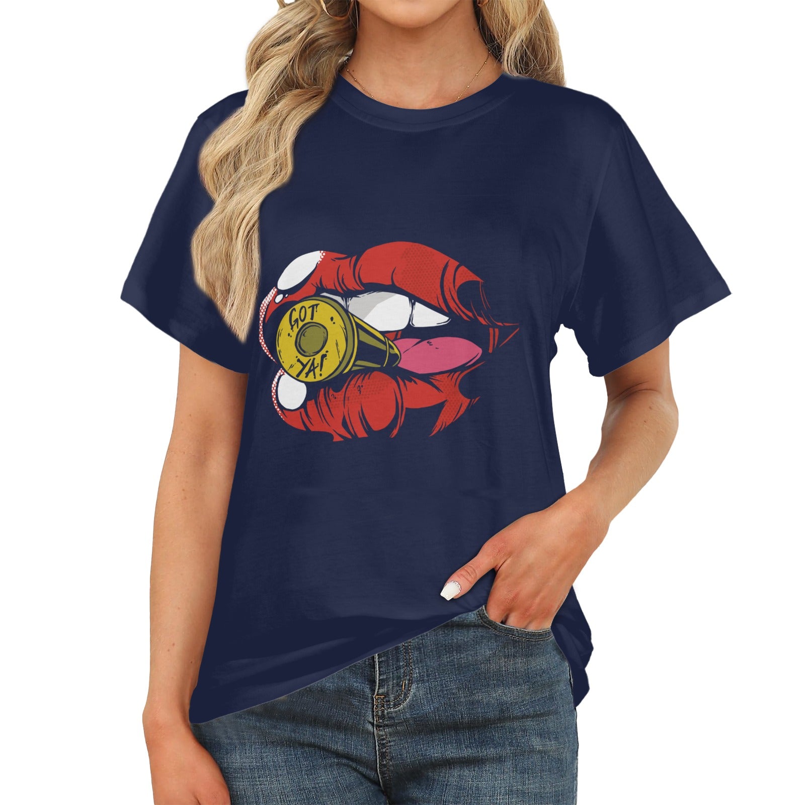 Women's Bullet Lips Streetwear Classic Fit T-shirt