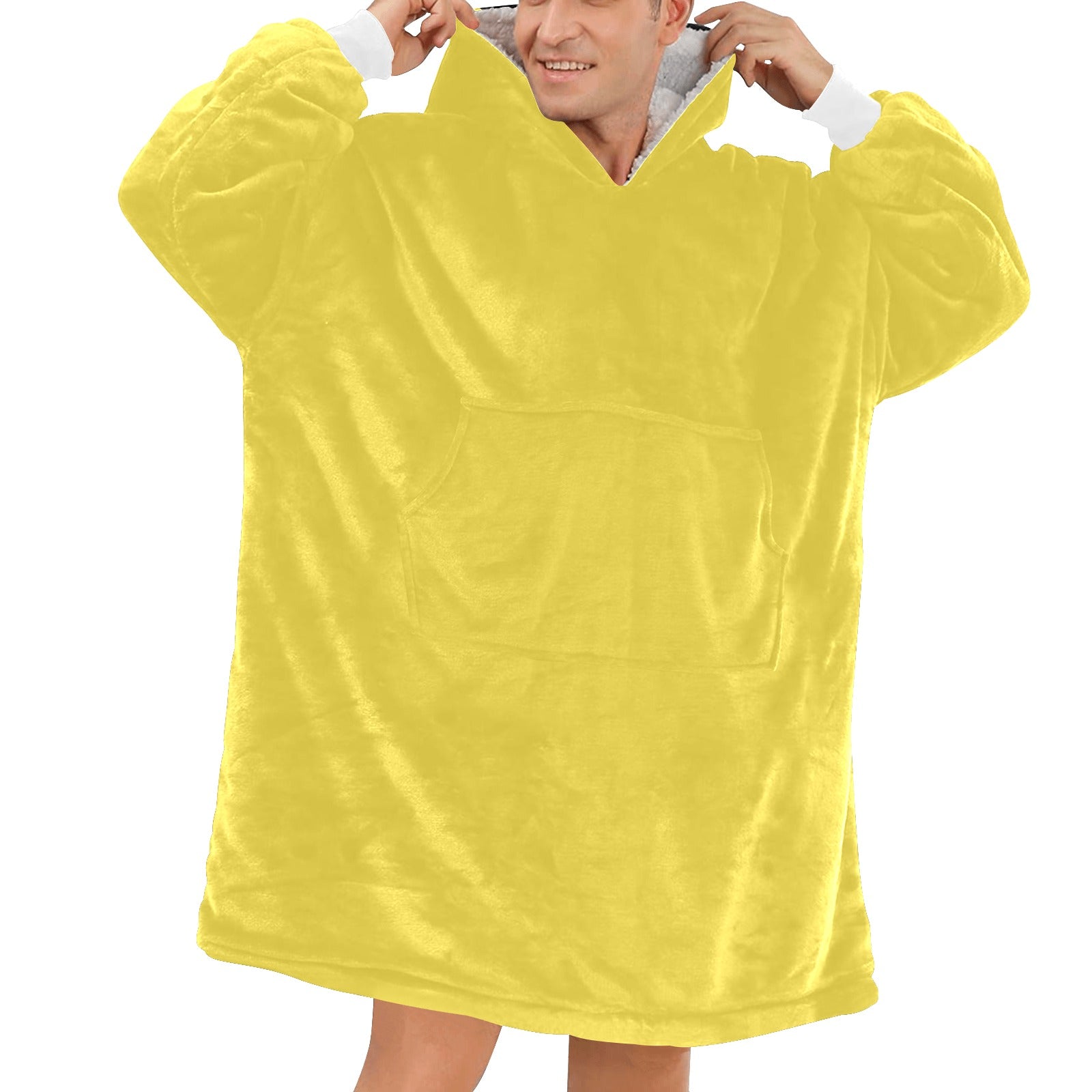 Men's Yellow Solid Blanket Hoodie